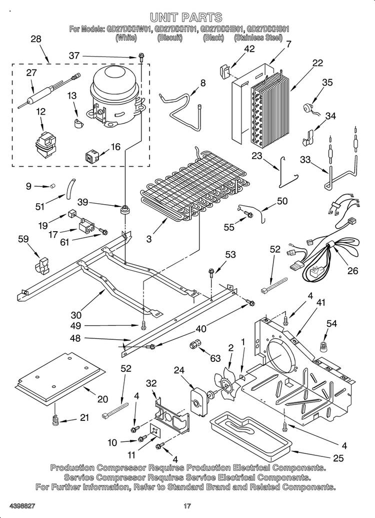 Unit Diagram and Parts List for OEM3-GD27DIXHB01  Whirlpool Refrigerator