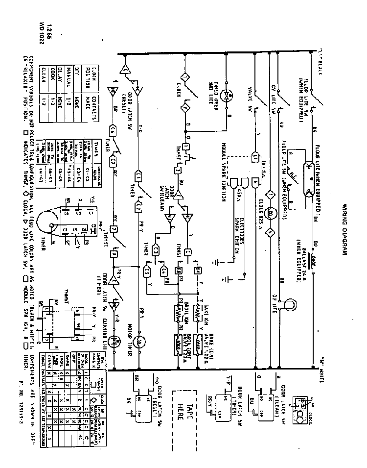 Wiring Diagram Diagram and Parts List for 1395*1A  Roper Range