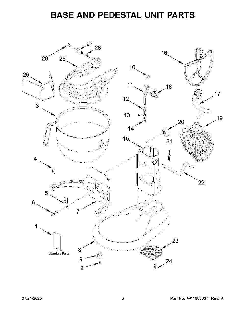 Base And Pedestal Unit Parts Diagram and Parts List for 9KSMC895OB1  KitchenAid Mixer
