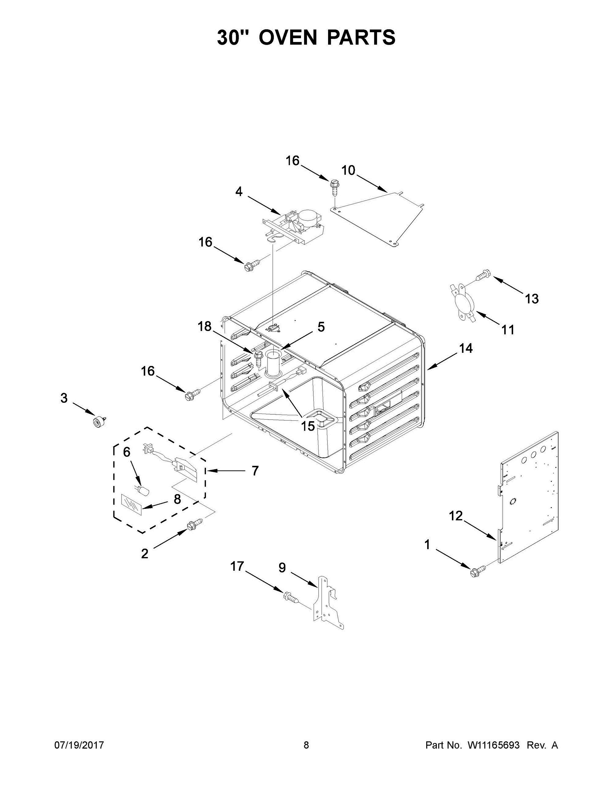 05 - 30" OVEN PARTS Diagram and Parts List for KDRS483VBU01  Whirlpool Range