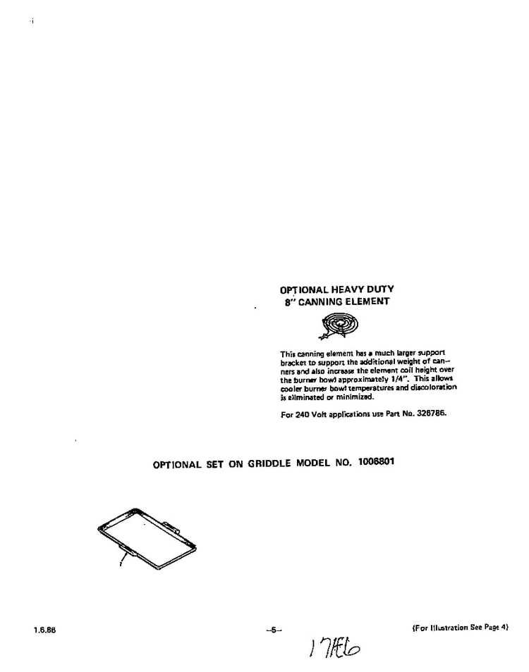 ^heavy Duty 8" Canning Element Diagram and Parts List for 2276*0A  Roper Range