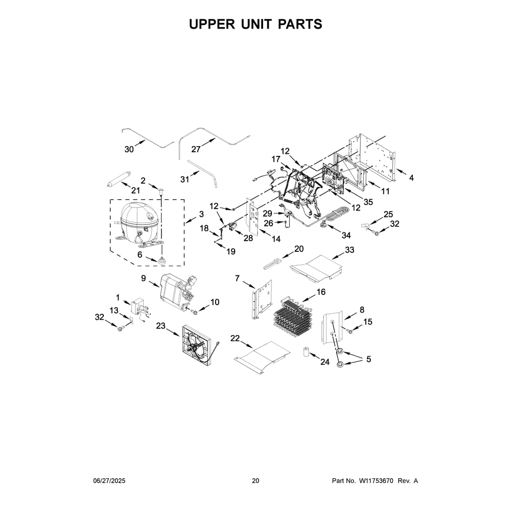 Upper Unit Parts Diagram and Parts List for KBSN708MPS01  KitchenAid Refrigerator