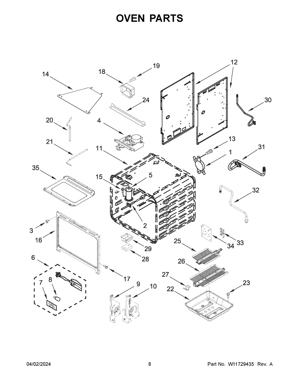 Oven Parts Diagram and Parts List for KFGC500JBK07  KitchenAid Range
