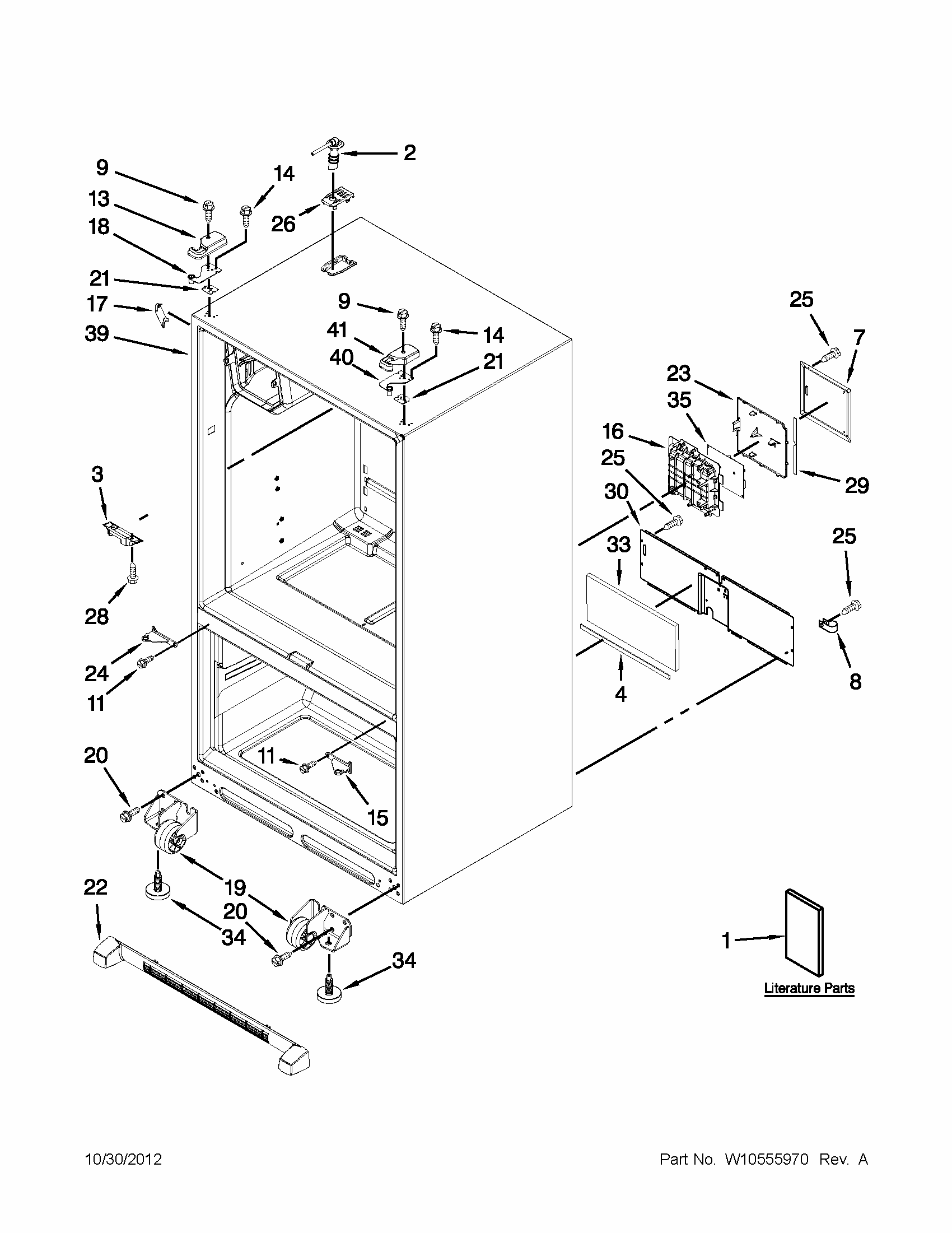 Cabinet Parts Diagram and Parts List for 596379243017  Kenmore Refrigerator