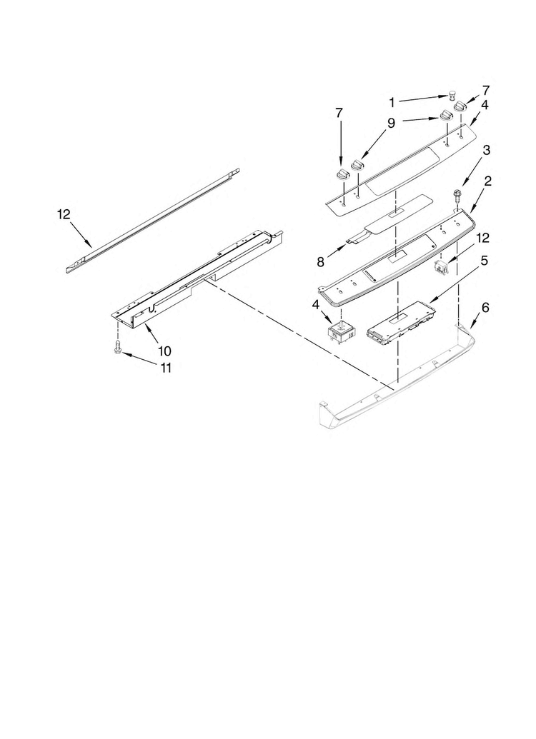 Control Panel Parts Diagram and Parts List for YGY397LXUQ0  Whirlpool Range