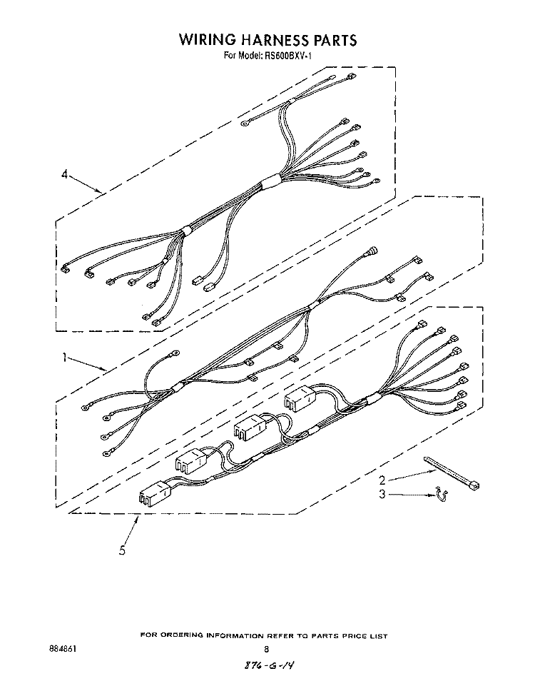 WIRING HARNESS Diagram and Parts List for RS600BXV1  Whirlpool Range