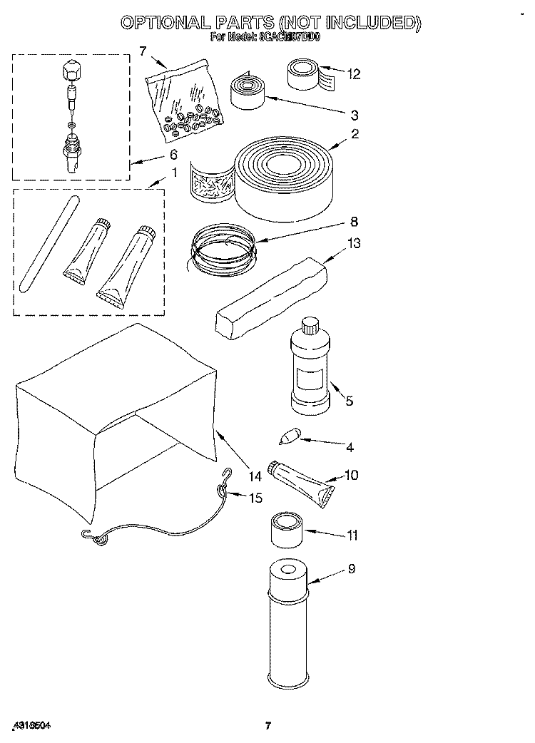 OPTIONAL Diagram and Parts List for 8CACM07DD0  Whirlpool Air Conditioner