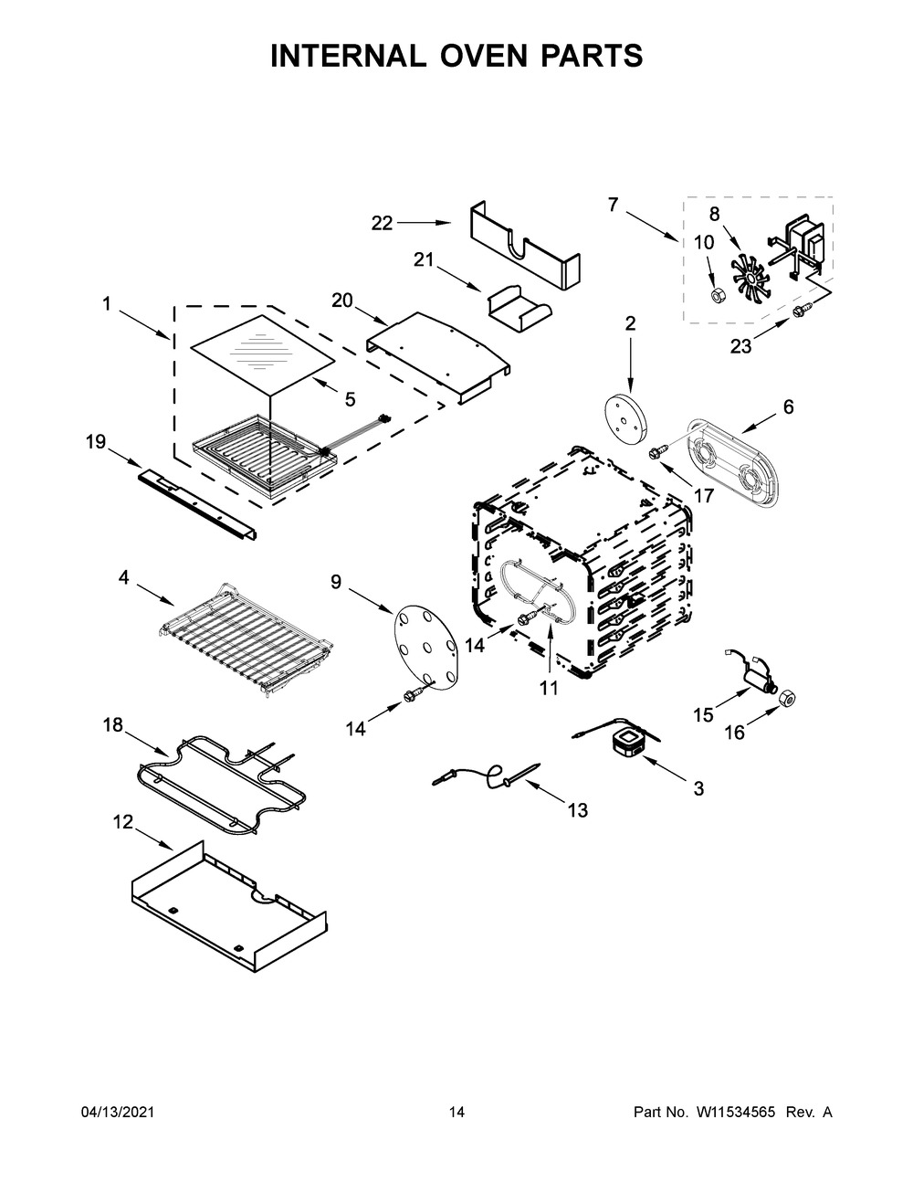 Internal Oven Parts Diagram and Parts List for JDRP636HL01  Whirlpool Range