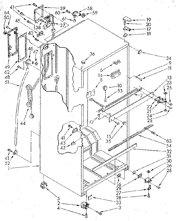 Cabinet Diagram and Parts List for ET18GKXSF02  Whirlpool Refrigerator