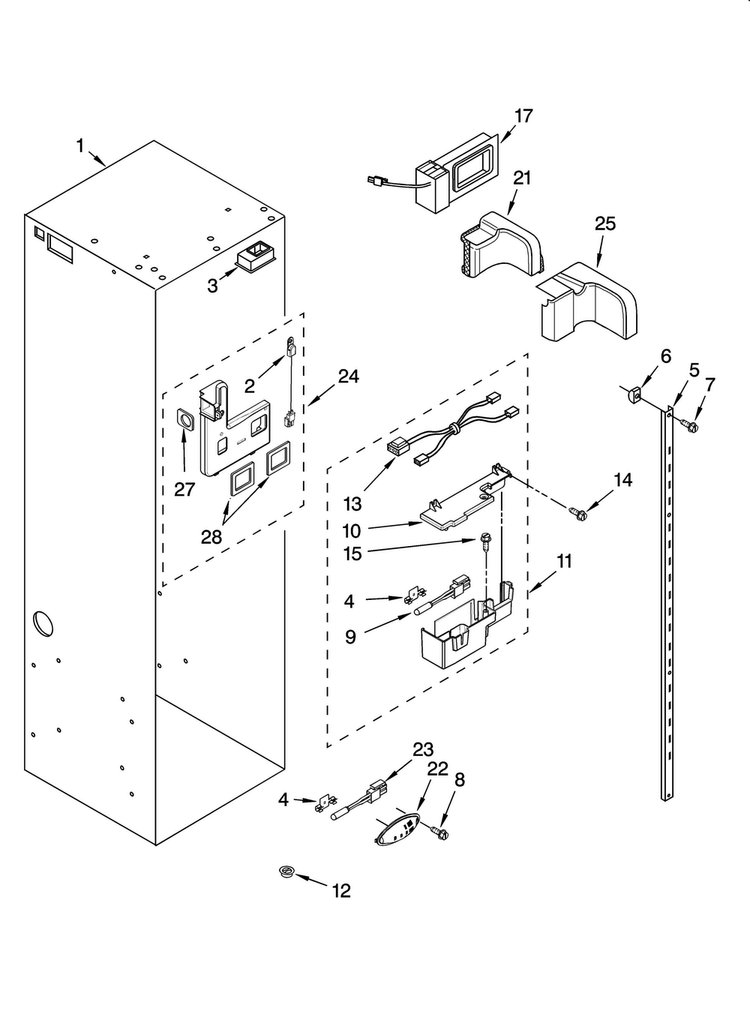 Refrigerator Liner Parts Diagram and Parts List for KSSS48FMX03  KitchenAid Refrigerator