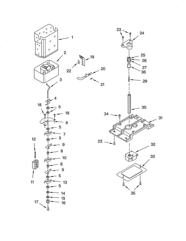 Motor & Ice Container Diagram and Parts List for ED5SHEXML10  Whirlpool Refrigerator