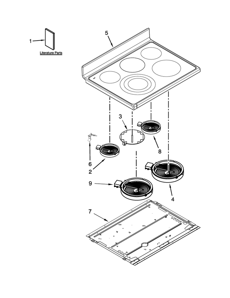 Cooktop Parts Diagram and Parts List for KERS505XSS05  KitchenAid Range