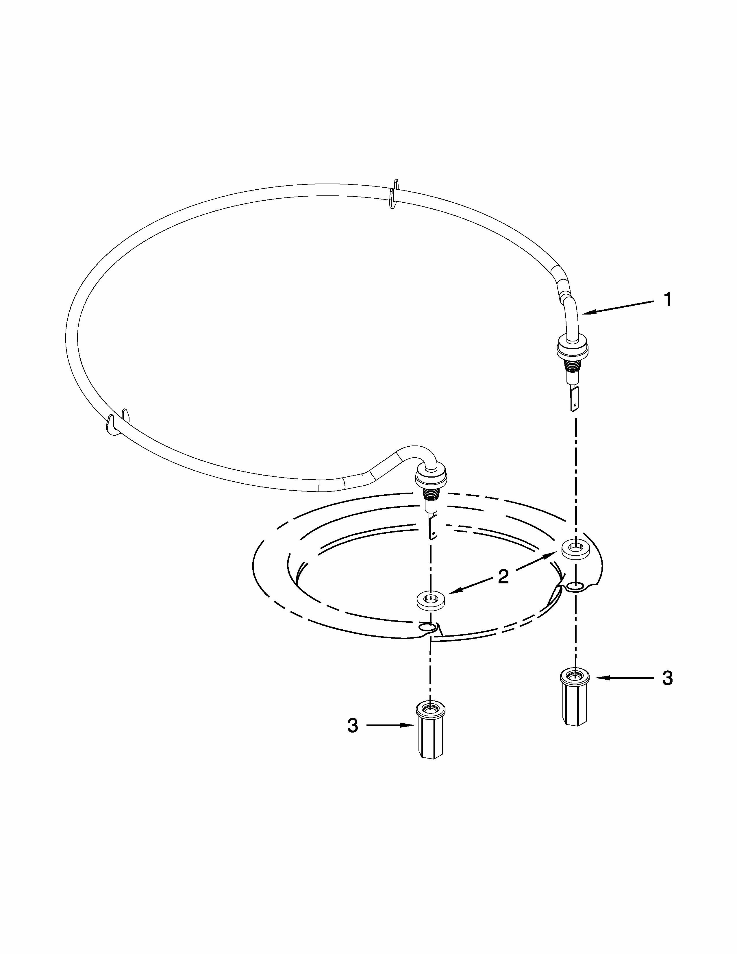 Heater Parts Diagram and Parts List for IUD8010DS0  Whirlpool Dishwasher