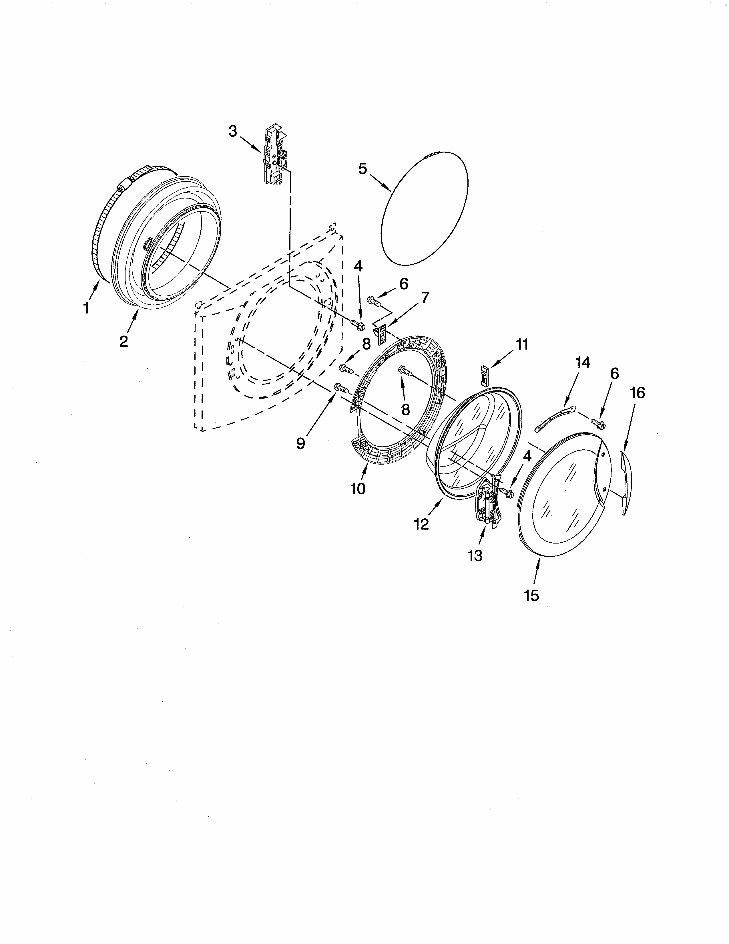 Door & Latch Diagram and Parts List for 11047892702  Kenmore Washer