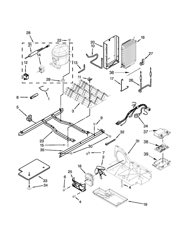 Unit Parts Diagram and Parts List for KSF22C4CYY00  KitchenAid Refrigerator