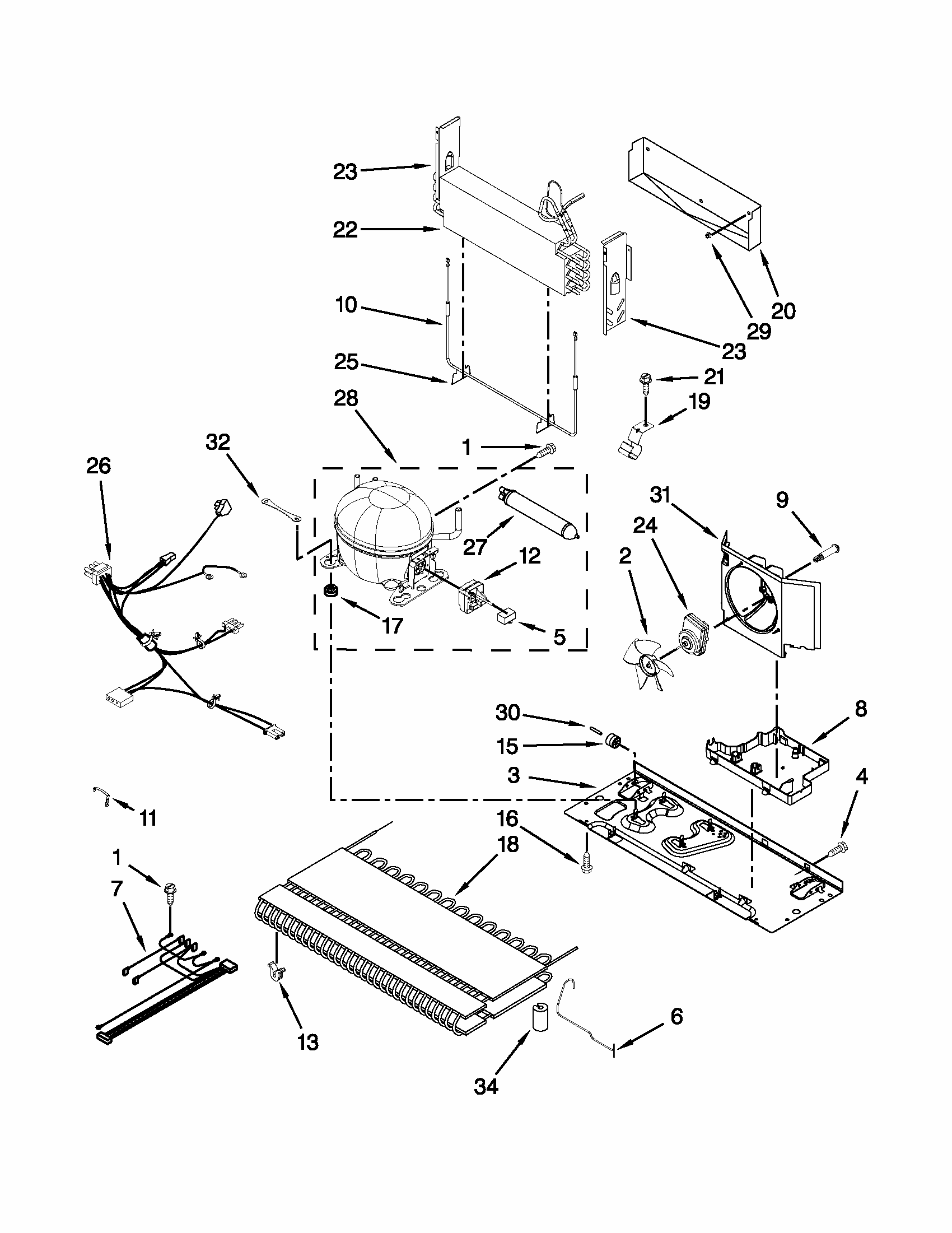 Unit Parts Diagram and Parts List for 59679523016  Kenmore Refrigerator