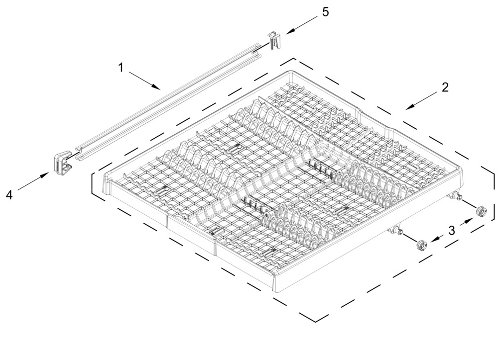 Third Level Rack And Track Parts Diagram and Parts List for KDFS224SPS0  Whirlpool Dishwasher