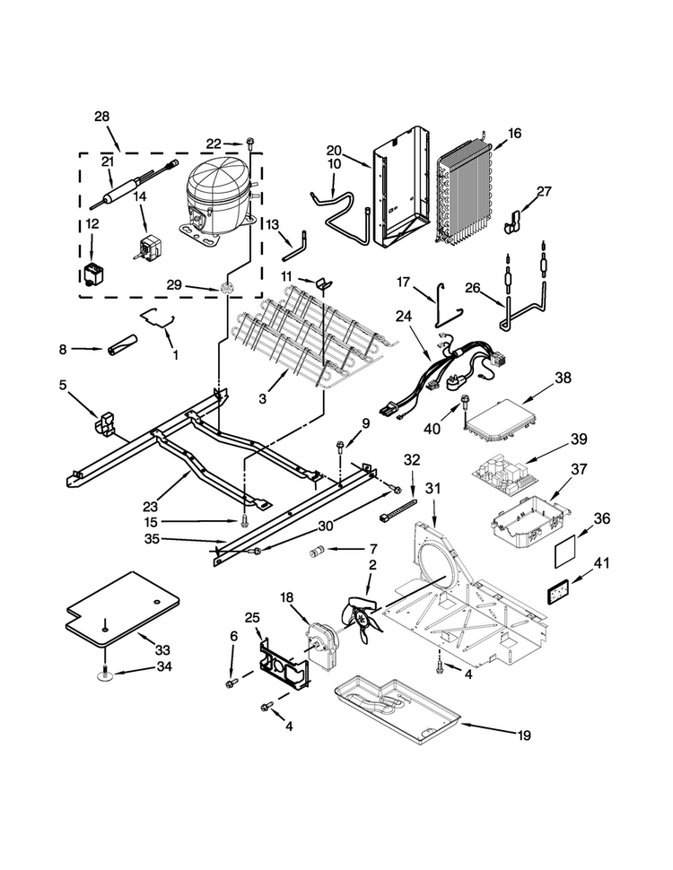 Unit Parts Diagram and Parts List for 5WRS25FDBF02  Whirlpool Refrigerator