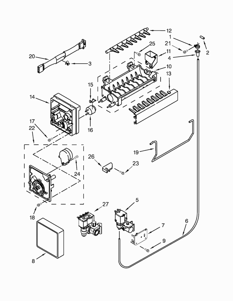 Icemaker Parts Diagram and Parts List for KRFF300ESS00  KitchenAid Refrigerator