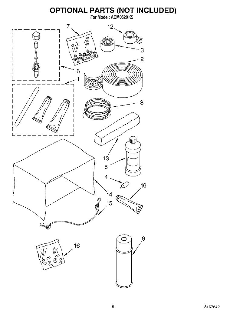 OPTIONAL Diagram and Parts List for ACM062XK5  Whirlpool Air Conditioner