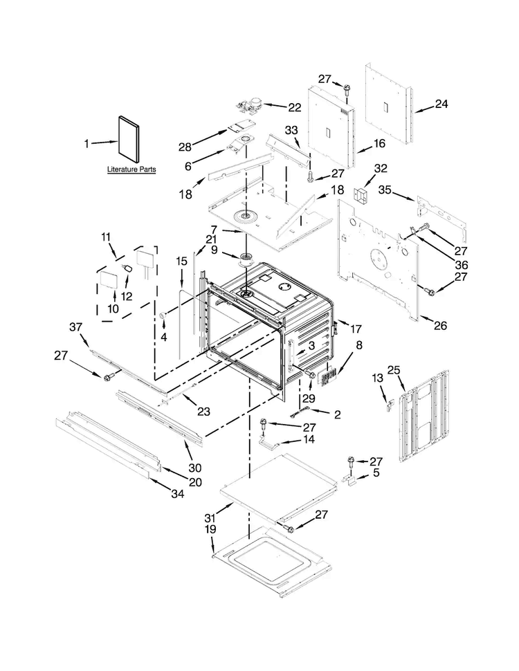 Oven Parts Diagram and Parts List for KEBS277BSS01  KitchenAid Microwave