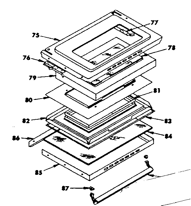 Black Glass Door Diagram and Parts List for 1554547020  Kenmore Range