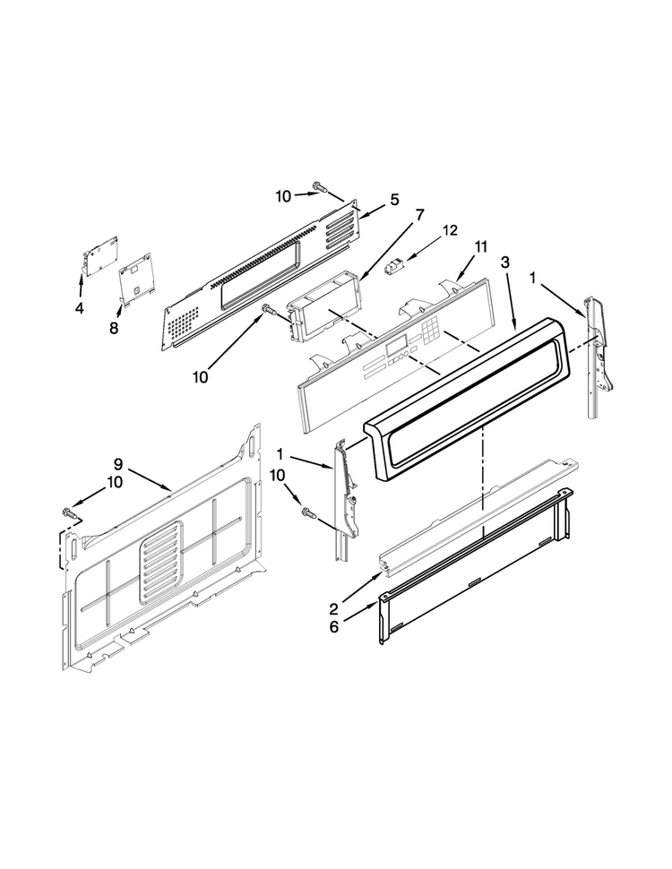 Control Panel Parts Diagram and Parts List for WFG720H0AS2  Whirlpool Range
