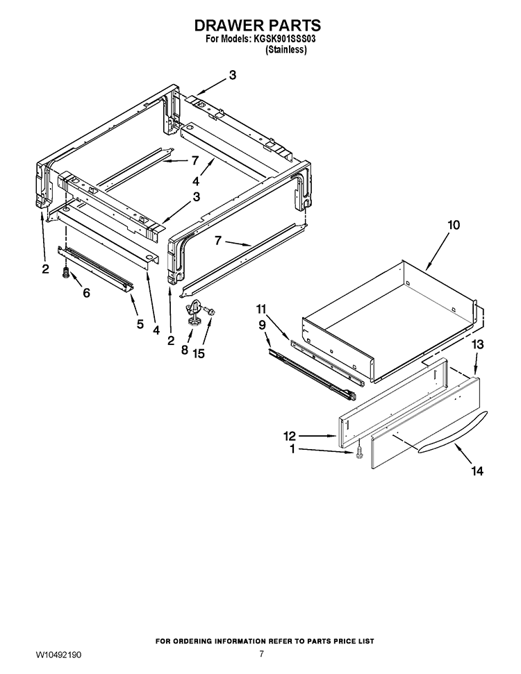DRAWER PARTS Diagram and Parts List for KGSK901SSS03  KitchenAid Range