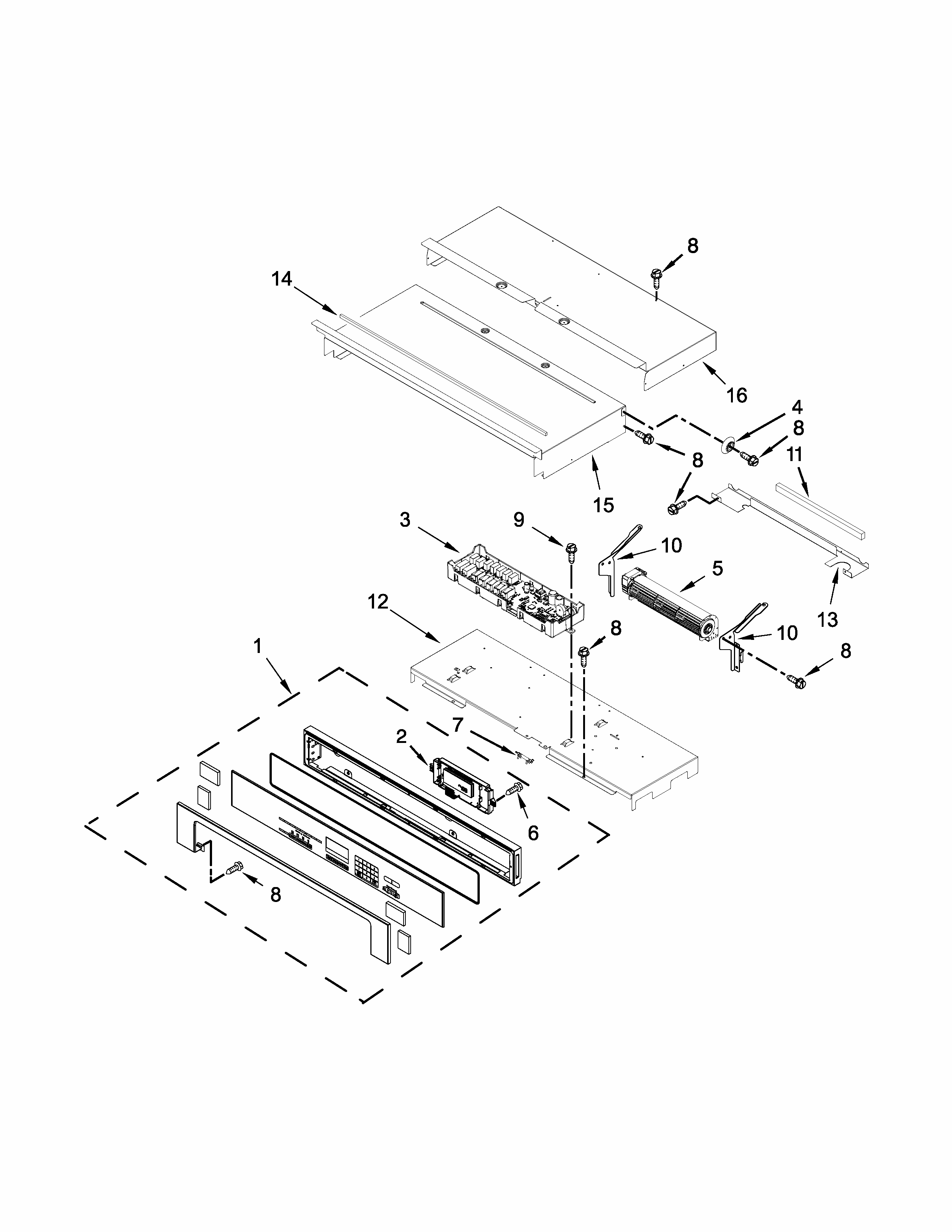 Control Panel Parts Diagram and Parts List for IBS550DS01  Whirlpool Wall Oven