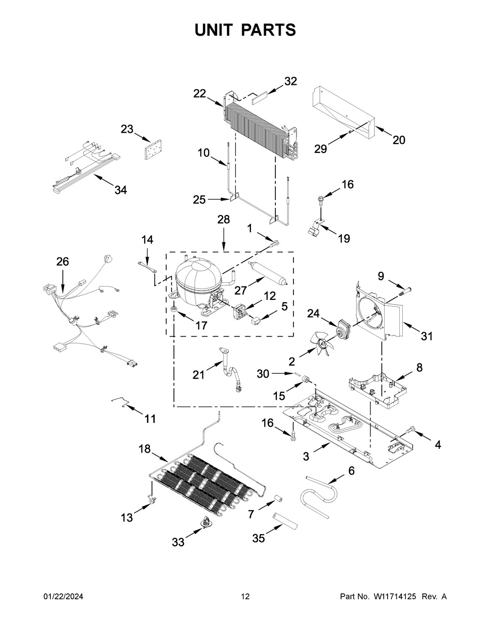 Unit Parts Diagram and Parts List for WRF555SDHV10  Whirlpool Refrigerator