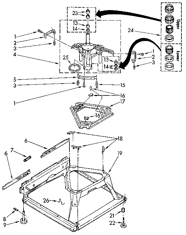 Machine Base Diagram and Parts List for LA5500XTF1  Whirlpool Washer