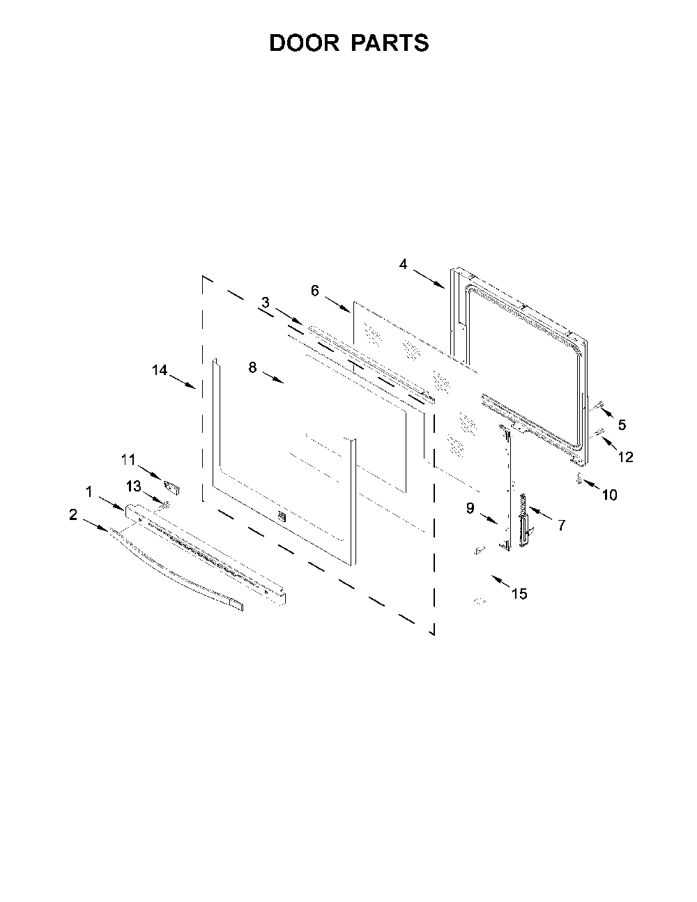 Door parts Diagram and Parts List for 664C95123611  Kenmore Range