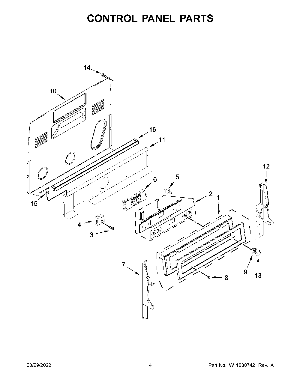 Control Panel Parts Diagram and Parts List for KFEG500EBS6  KitchenAid Range
