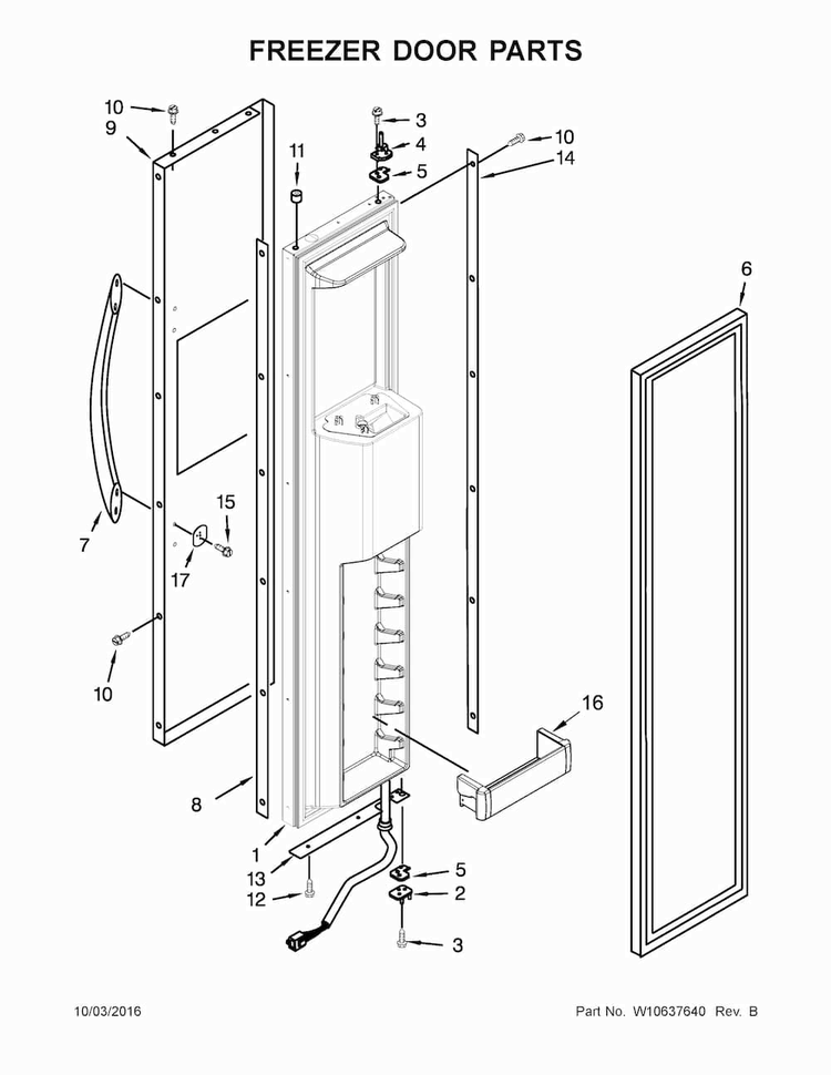 Freezer Door Parts Diagram and Parts List for KSSC48QVS06  KitchenAid Refrigerator
