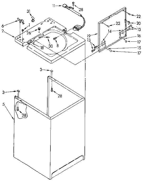 Top And Cabinet Diagram and Parts List for LA5500XTF1  Whirlpool Washer