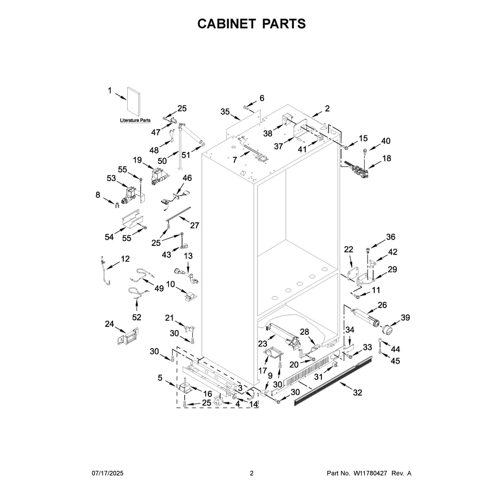 Cabinet Parts Diagram and Parts List for KBBR336SPS00  KitchenAid Refrigerator