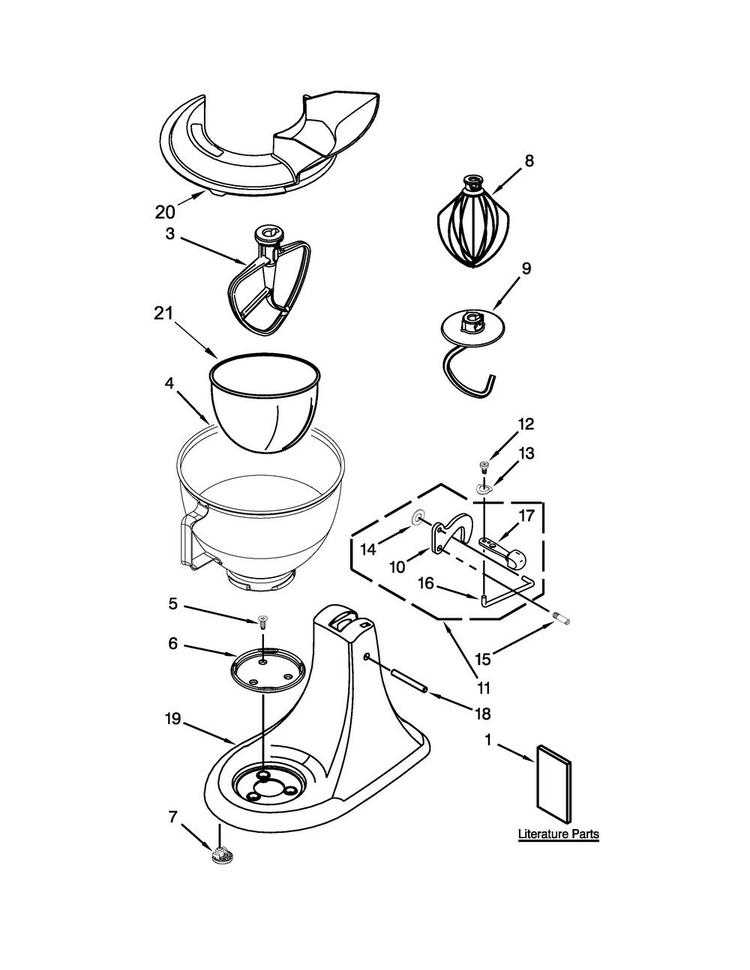 Base And Pedestal Unit Parts Diagram and Parts List for KSM88PSQ2ER0  KitchenAid Mixer