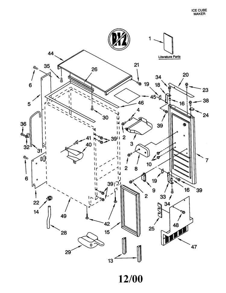 Cabinet Liner And Door Diagram and Parts List for GI1500PHW2  Whirlpool Ice Maker