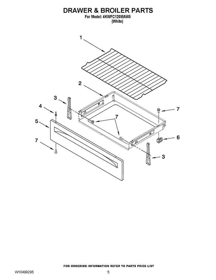 DRAWER & BROILER PARTS Diagram and Parts List for 4KWFC120MAW0  Whirlpool Range