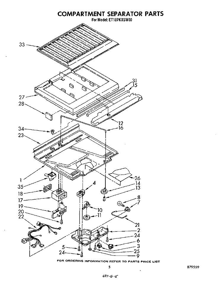 COMPARTMENT SEPARATOR Diagram and Parts List for ET18PKXSW00  Whirlpool Refrigerator