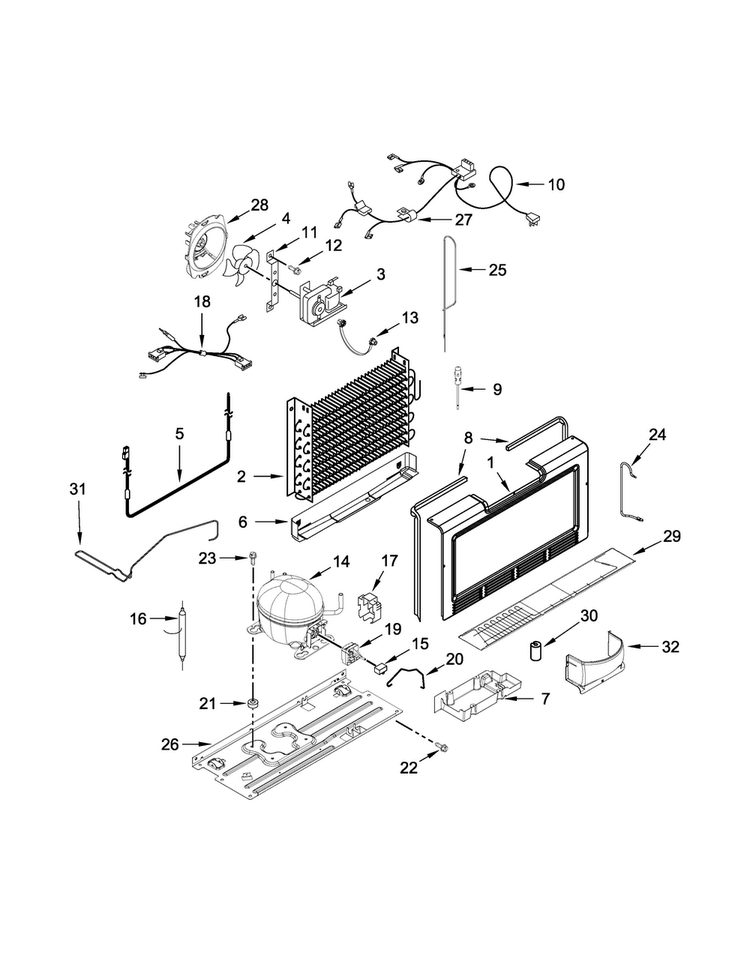 Unit Parts Diagram and Parts List for WZF34X18DW00  Whirlpool Freezer