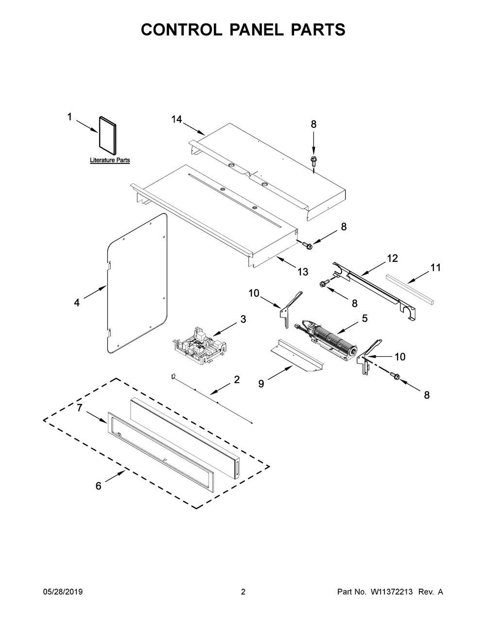 Control Panel Parts Diagram and Parts List for WOC97EC0HZ03  Whirlpool Microwave Oven Combo