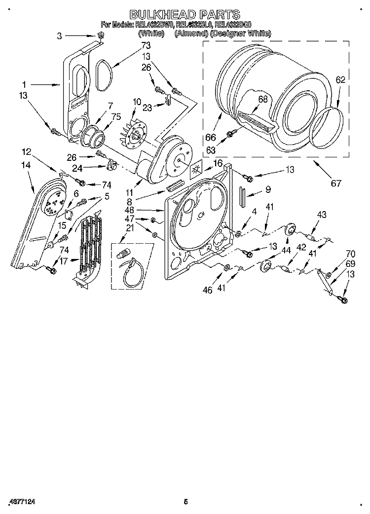 SECTION Diagram and Parts List for REL4632BW0  Roper Dryer