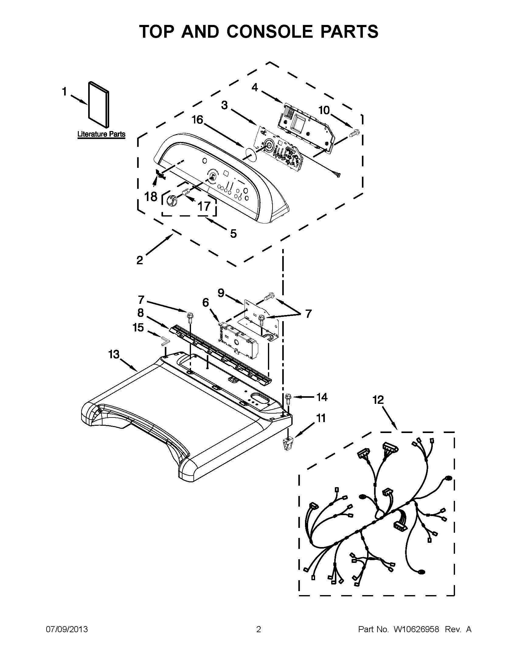 01 - TOP AND CONSOLE PARTS Diagram and Parts List for YWED8000BW0  Whirlpool Dryer