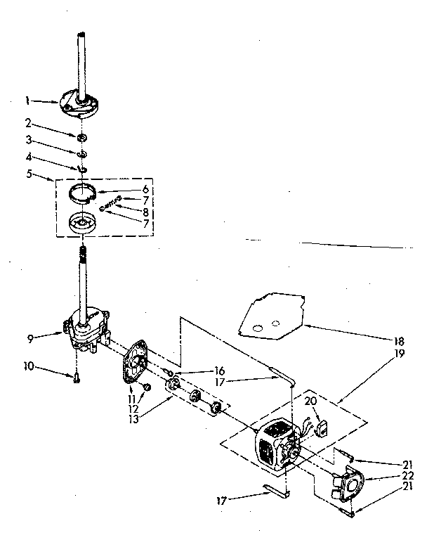 Brake, Clutch, Gearcase, Motor And Pump Diagram and Parts List for LA5500XSN0  Whirlpool Washer