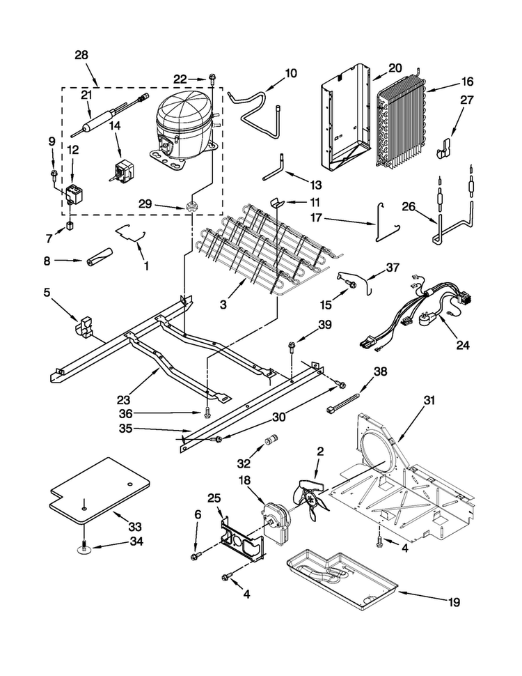 Unit Parts Diagram and Parts List for 10650212011  Kenmore Refrigerator