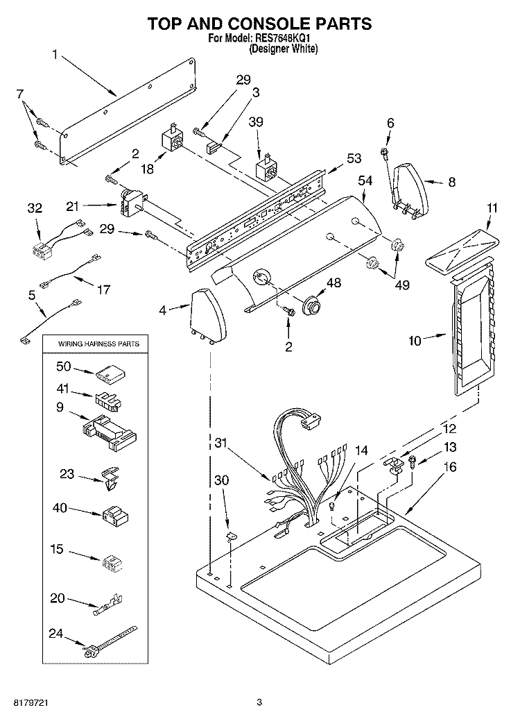SECTION Diagram and Parts List for RES7648KQ1  Roper Dryer