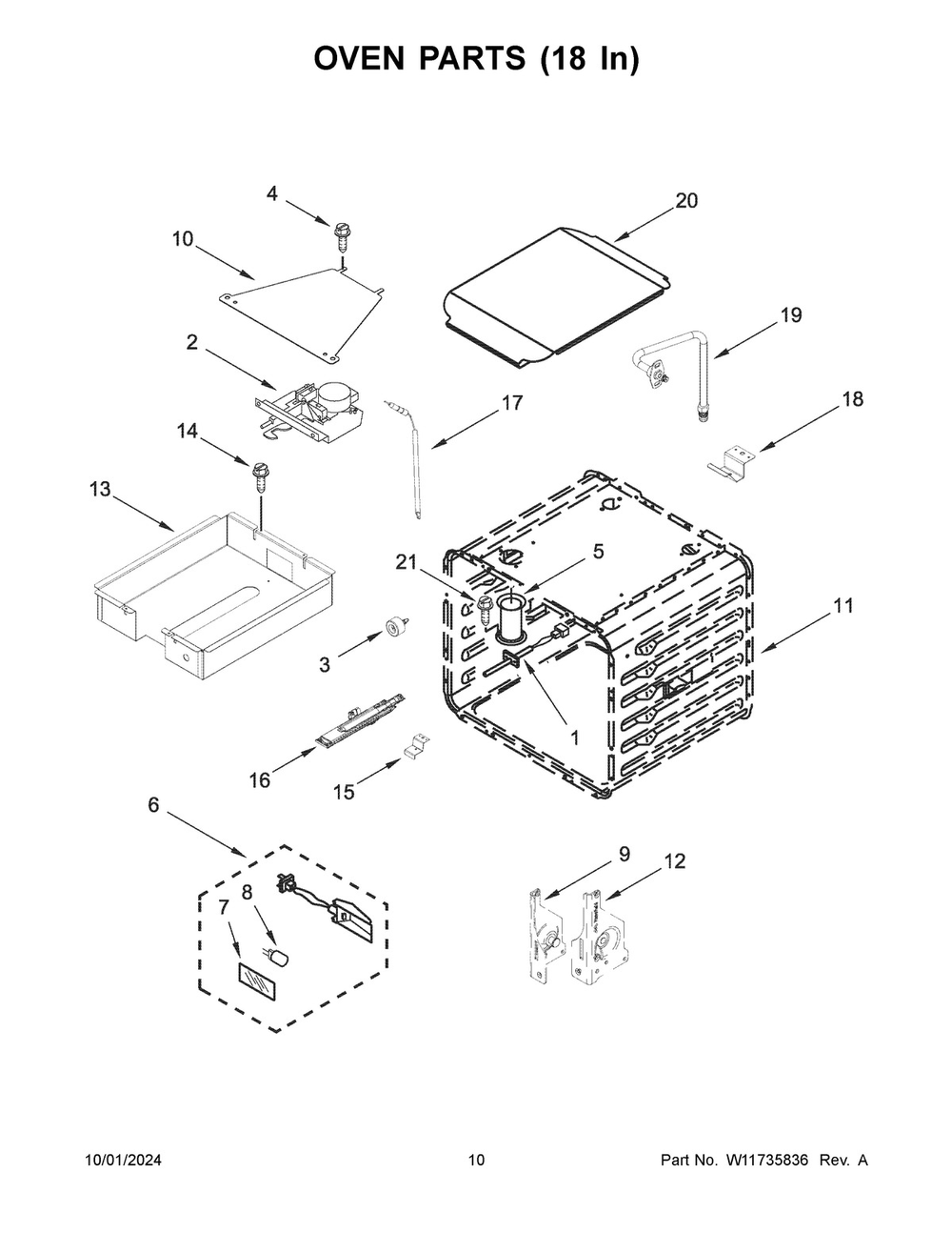 06 - Oven Parts (18 In) Diagram and Parts List for KFGC558JPA07  Whirlpool Range
