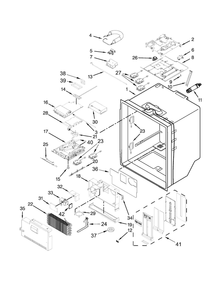 Refrigerator Liner Parts Diagram and Parts List for WRX988SIBH03  Whirlpool Refrigerator