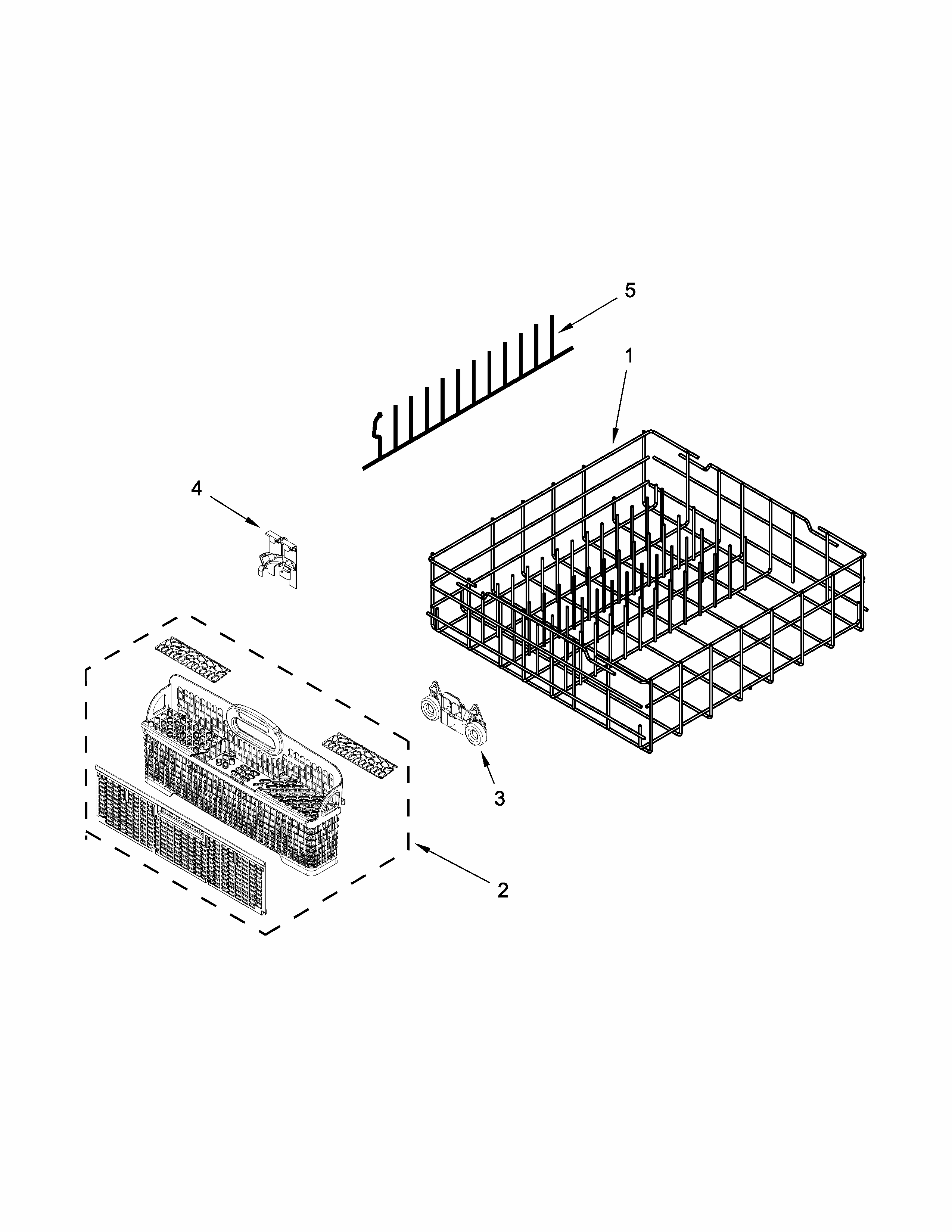 Lower Rack Parts Diagram and Parts List for IUD7500BS2  Whirlpool Dishwasher
